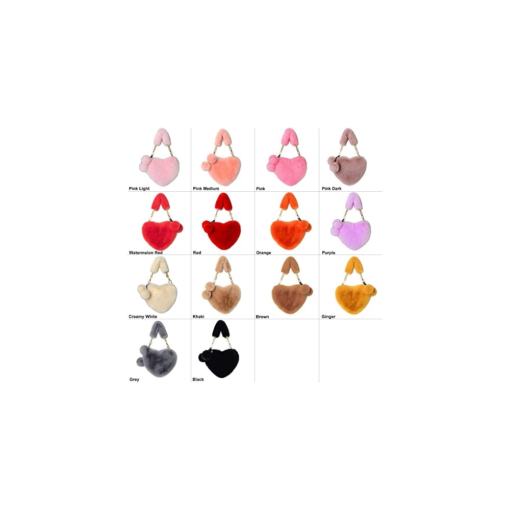 Bolsos peludo para niñas con forma de corazón esponjoso