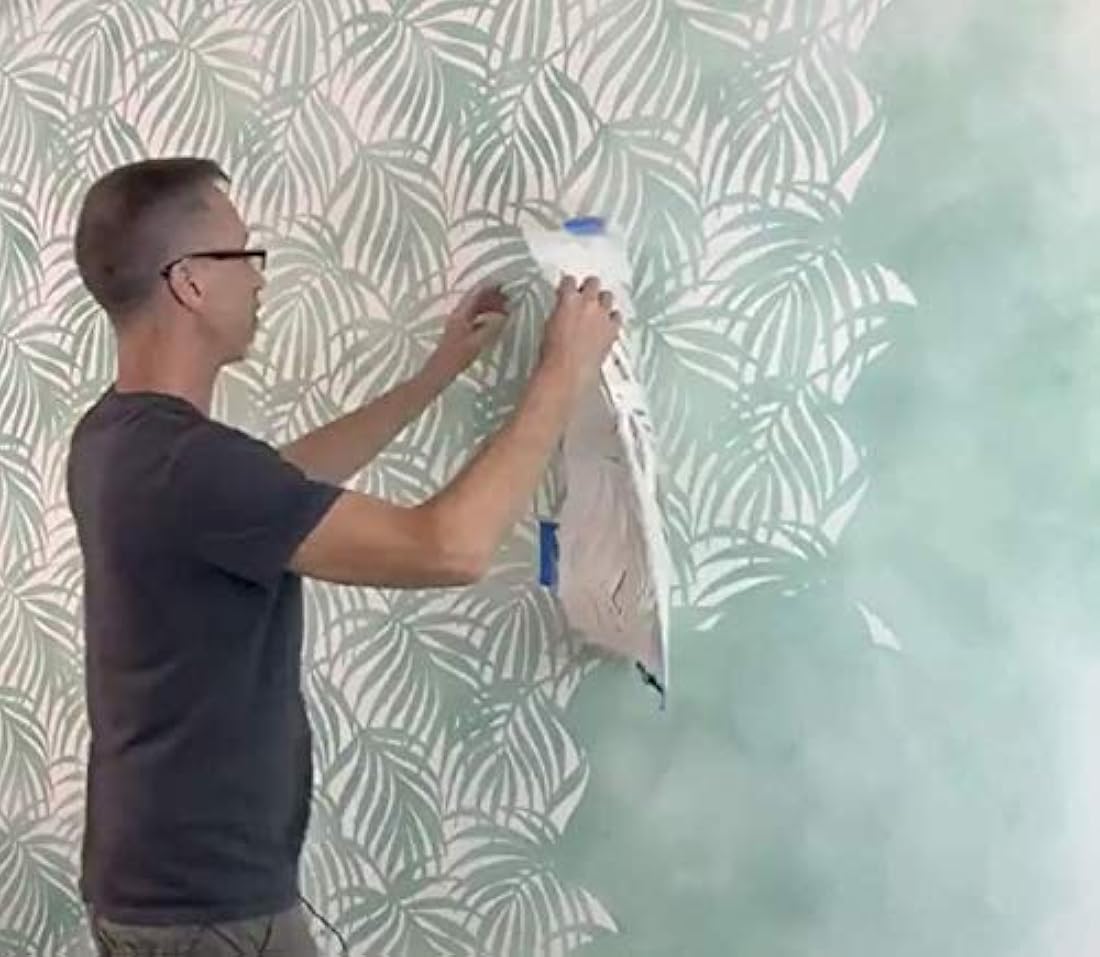 Plantilla para pared con diseño de palmeras para pintar paredes