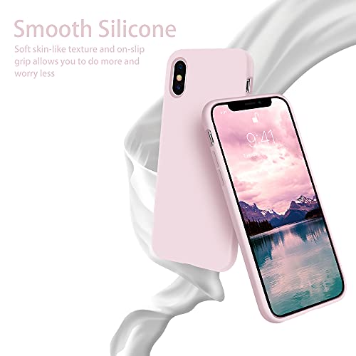 OTOFLY - Carcasa de silicona líquida a prueba de golpes, anti rayaduras y huellas dactilares, para iPhone Xs/ iPhone X, de 5.8 pulgadas (color rosa hielo)