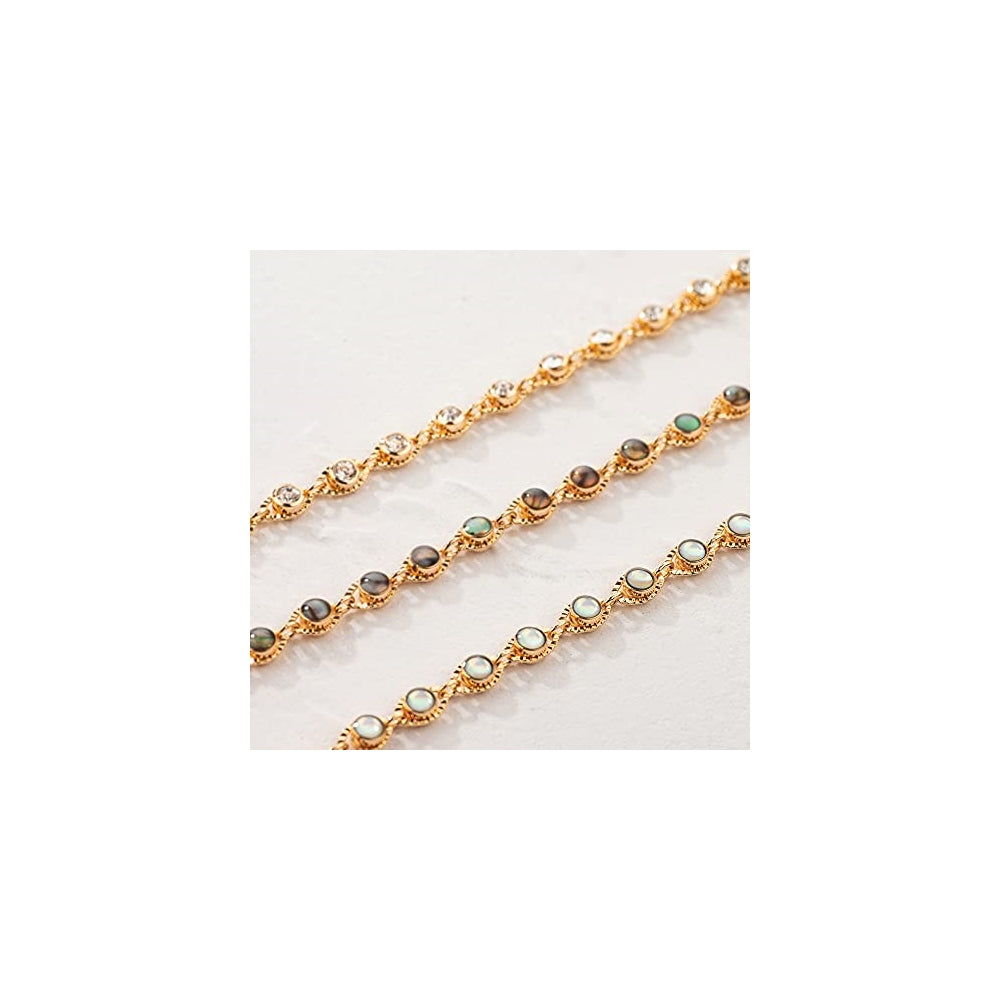 Pulseras de perlas pequeñas dorada chapada en oro para mujer