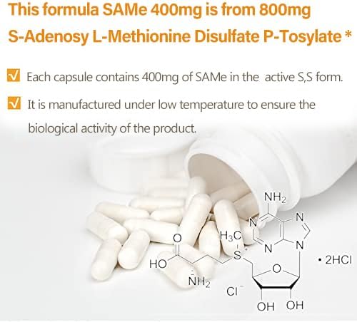 Suplemento Sam-e de 400 mg S-Adenosilmetionina vitaminas B