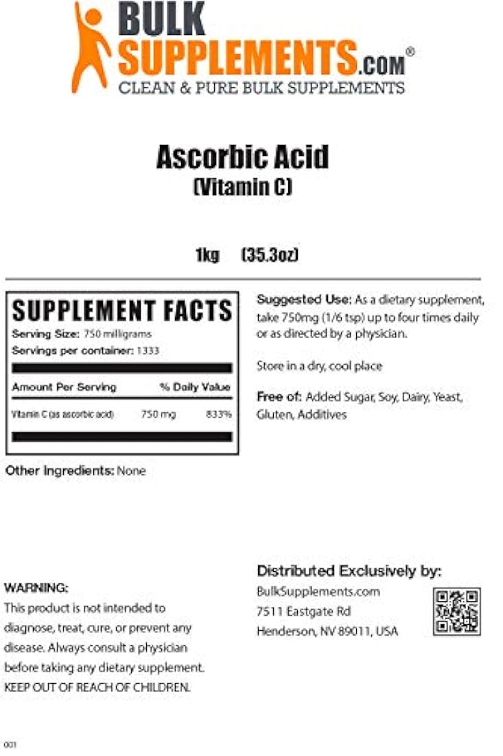 Suplemento Ascórbico puro sin gluten vitamina C