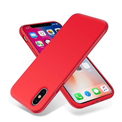 OTOFLY - Funda protectora de goma de silicona suave de alta calidad, compatible con Apple iPhone X (solamente), color rojo