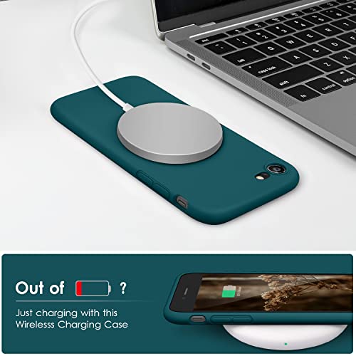 DTTOCASE - Funda para iPhone 8, iPhone 7, iPhone SE 2022/2020, funda de silicona líquida para iPhone 8 7 SE de 4.7 pulgadas, colorida y suave funda protectora para niñas niños y mujeres, color verde azulado