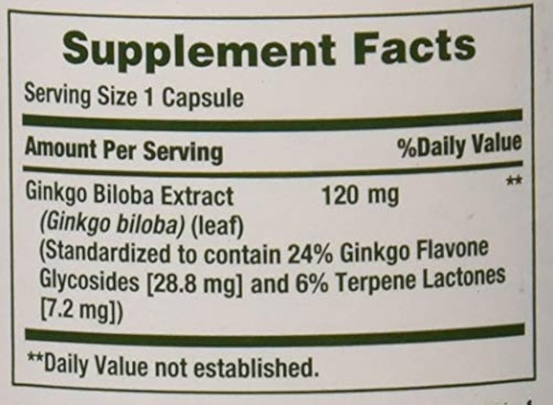 Nature's Bounty Ginkgo Biloba - Extracto estandarizado 120