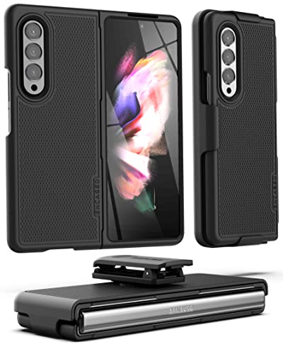 Encased DuraClip - Funda para Galaxy Z FOLD-3 con clip para cinturón, cubierta delantera y trasera delgada con funda (Samsung Z Fold 3 2021)