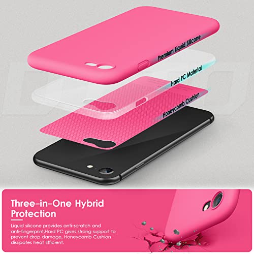 DTTOCASE - Funda para iPhone SE 2022/2020, iPhone 8, iPhone 7, funda de silicona líquida para iPhone SE 8 7 de 4.7 pulgadas, funda protectora suave y sedosa colorida para niñas y mujeres, color rojo rosa
