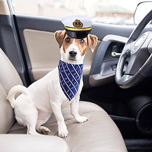 Yewong Conjunto de disfraz de capitán de marineros para perro, gato, capitán de mar, sombrero con ancla de mascota, baberos triangulares, bufanda para gato, cachorro, azul marino, Halloween, accesorios de disfraces, accesorios para fotos (blanco-B)