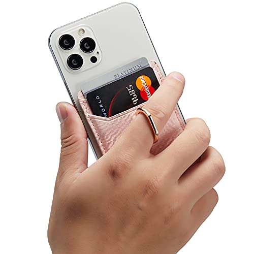 Tarjetero RFID para teléfono celular, tarjetero adhesivo de crédito para la parte posterior del teléfono para la mayoría de todos los smartphones (dorado)