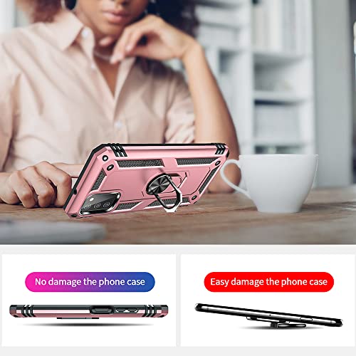 Yiakeng - Funda para Samsung Galaxy A03S con protector de pantalla HD, fundas protectoras de grado militar con anillo para Samsung Galaxy A03S (oro rosa)