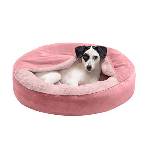 Furhaven Cozy Pet Beds for Small, Medium, and Large Dogs and Cats - Snuggery Hooded Burrowing Cave Tent, Deep Dish Cushion Donut Dog Bed with Attached Blanket, and More