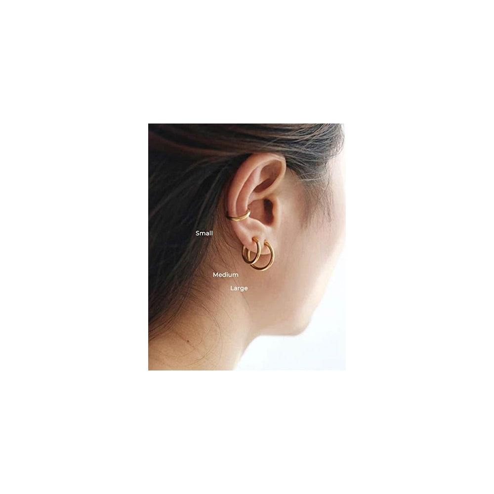 Aretes de aro chapados en oro blanco para mujeres