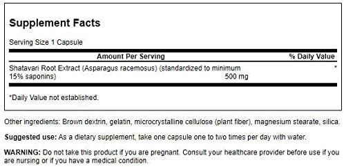 Swanson Rejuvenecedor femenino ayurvédico Shatavari 500 miligramos 120 cápsulas
