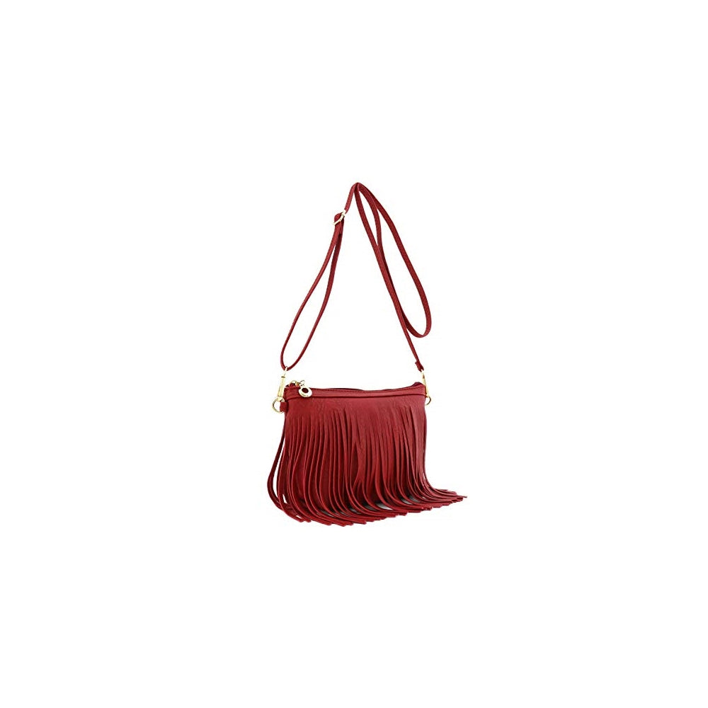 Bolsos Bandolera pequeña con flecos y correa de muñeca