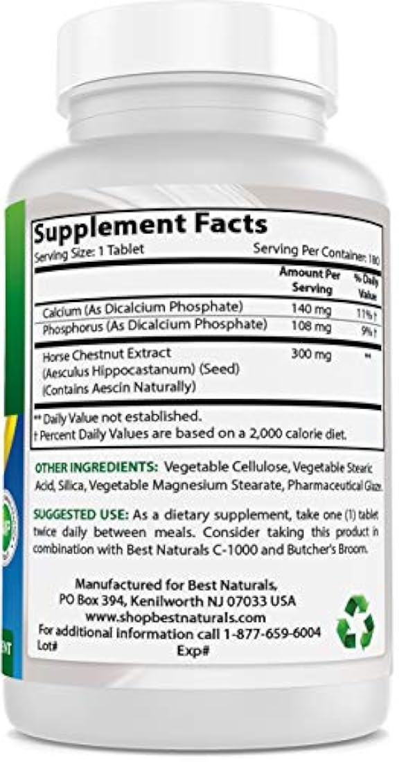 Best Naturals Horse Chestnut Extracto 300 mg 180 tabletas