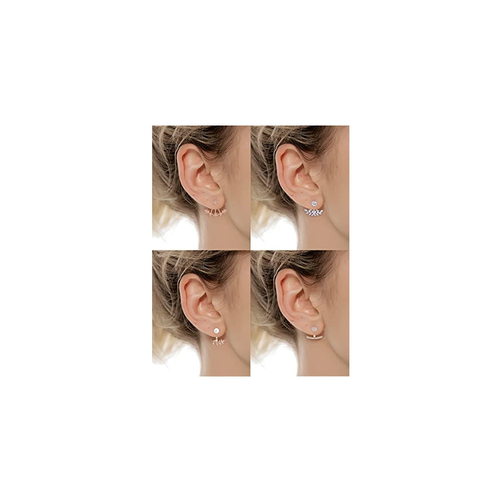 Aretes de flor de loto aretes de circonita cúbica para mujer