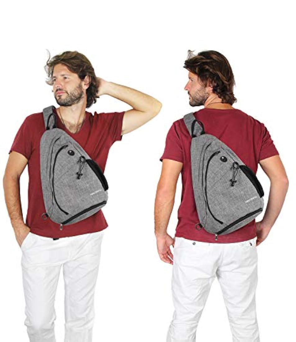 Bolso bandolero unisex de lona color gris y negro. WATERFLY