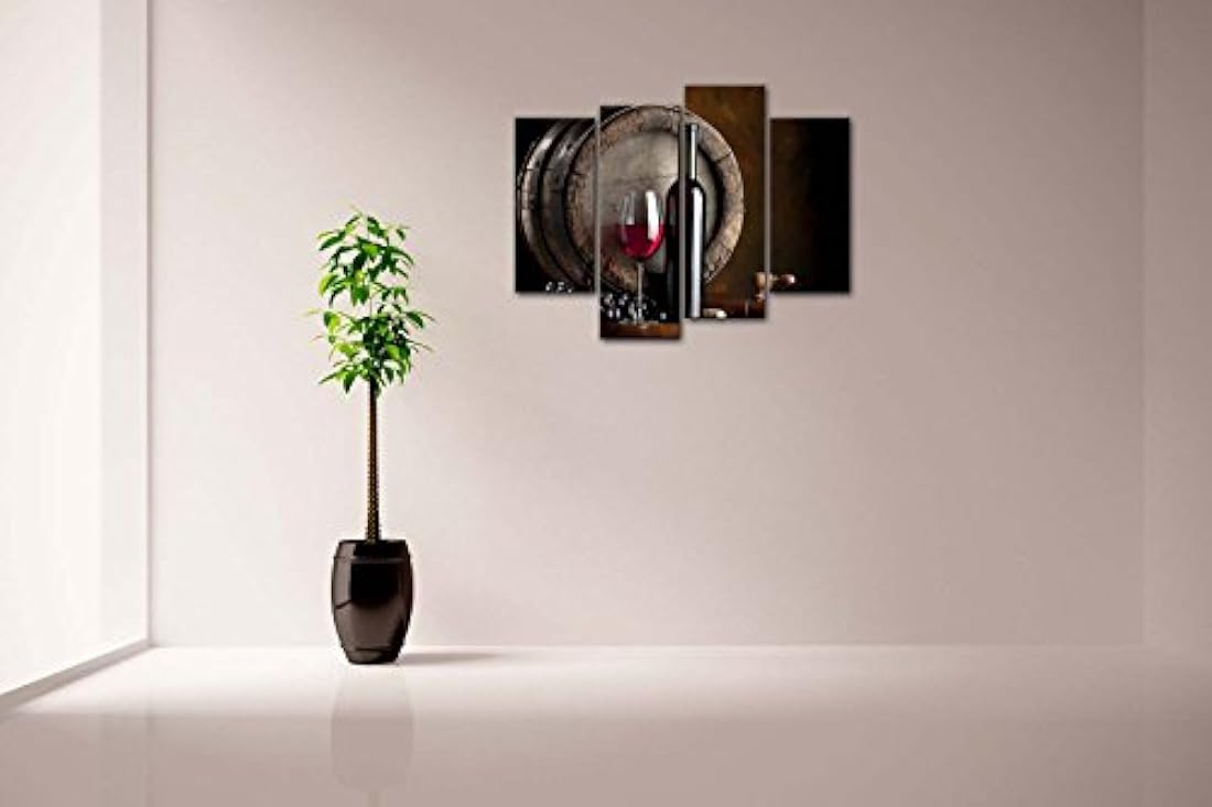 Pintura para pared con diseño de vino y fruta con cristal