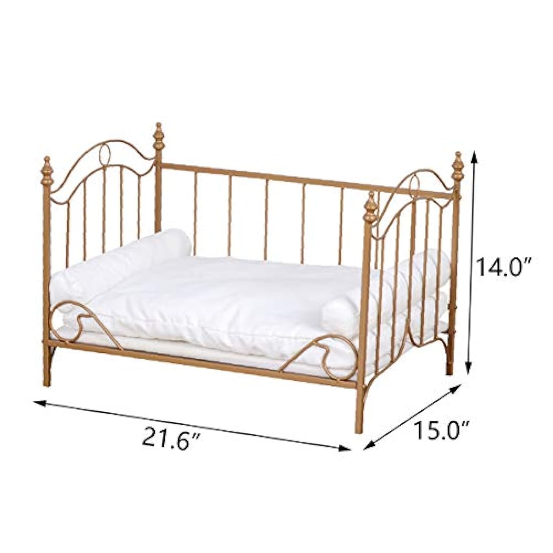 Cama para perro marco de metal cojín de terciopelo blanco