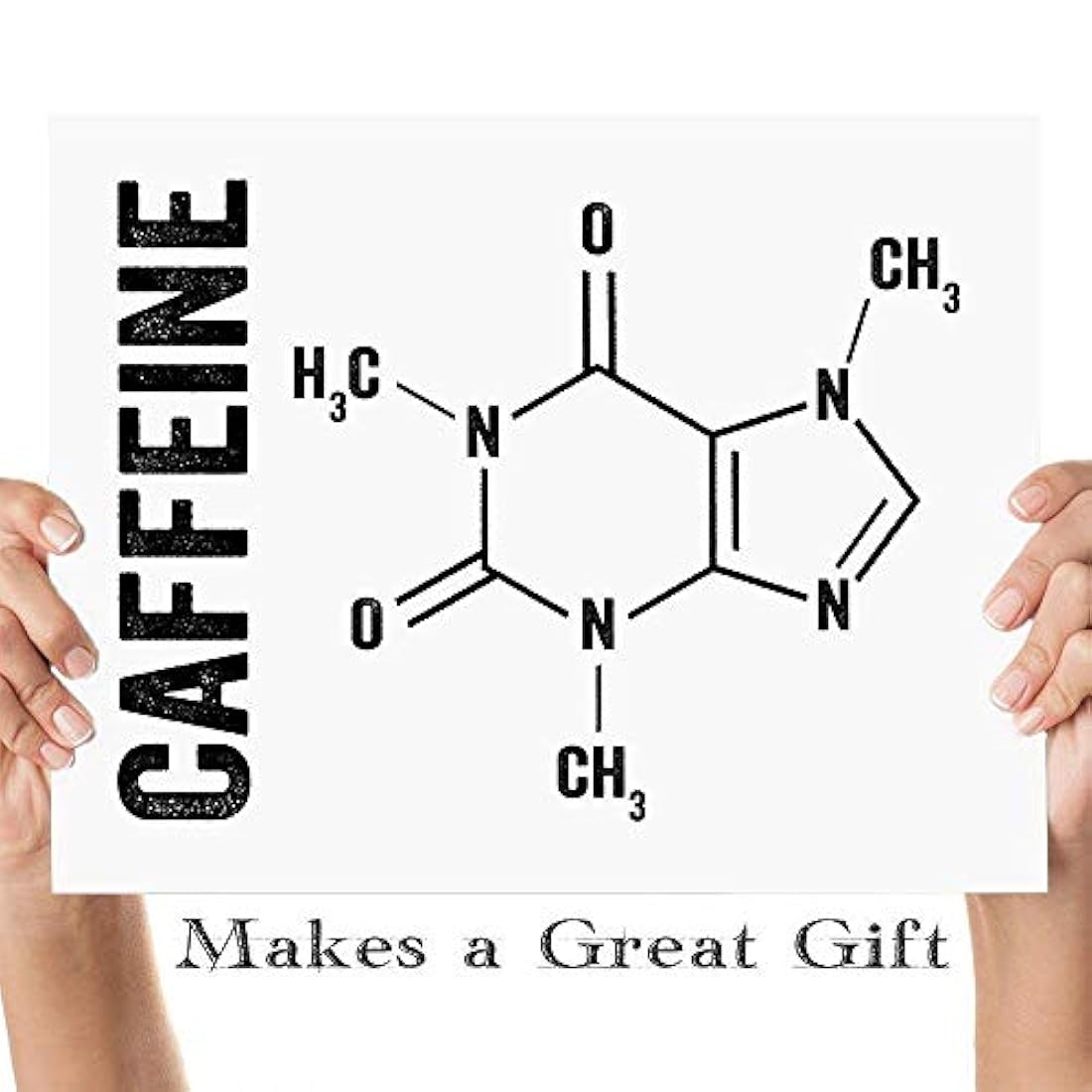 Molécula de cafeína Lámina tipográfica sin marco 11x14