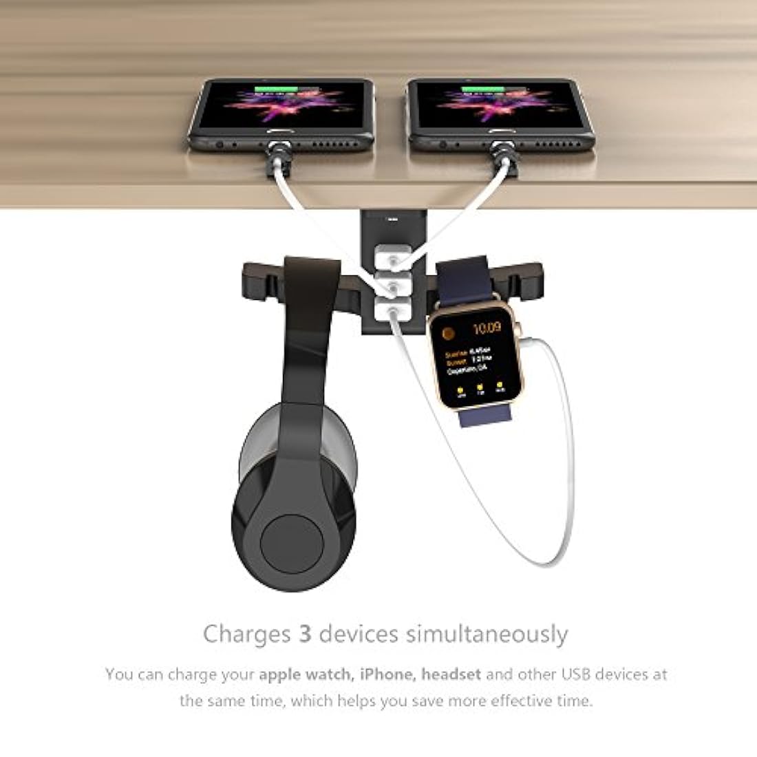 COZOO - Soporte para auriculares con USB Soporte para auriculares con cargador USB.