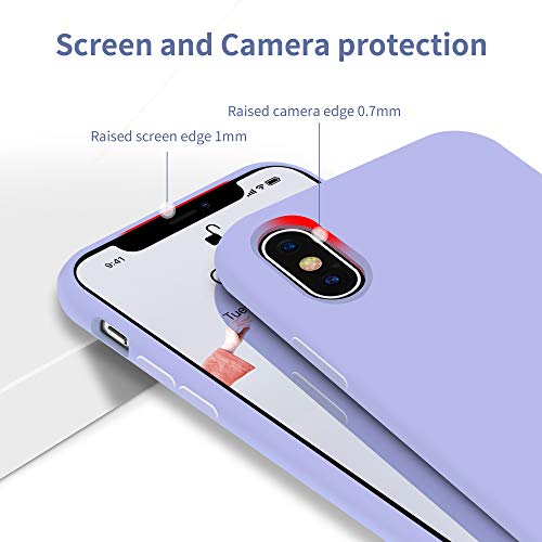 OTOFLY Funda de goma de gel de silicona líquida a prueba de golpes para iPhone Xs/iPhone X, antiarañazos y huellas dactilares, compatible con iPhone X/iPhone Xs de 5.8 pulgadas (2018), (morado claro)