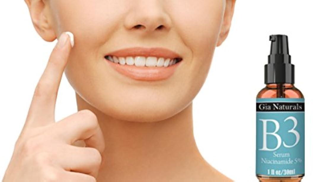 Crema serum pura orgánica, natural Vitamina B3, niacinamida 5 % Antiedad, repara la piel, reduce las arrugas, iguala el tono, combate el acné, disminuye los poros, fomenta la formación de colágeno, fabricada en EE. UU., no testeada en animales, 1