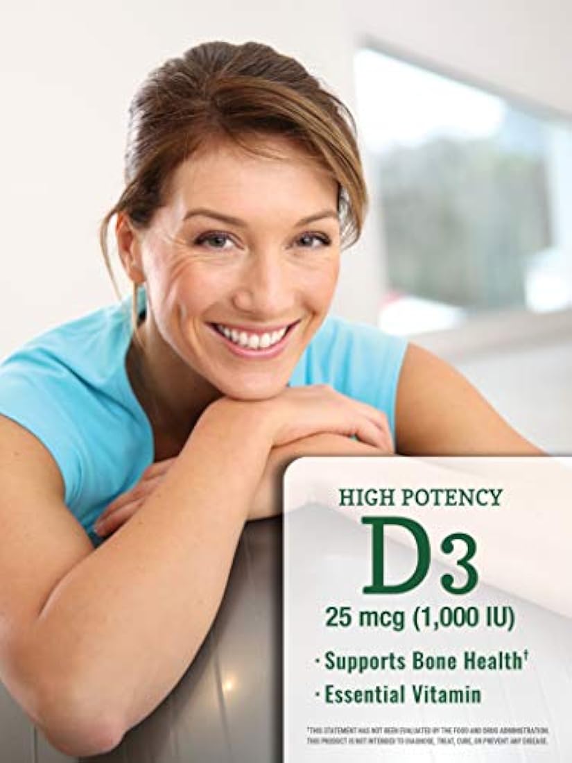 Vitamina D3 1000 UI | 130 cápsulas blandas | Alta potencia D | Sin OMG, sin gluten, sin soja | por Nature 's Truth