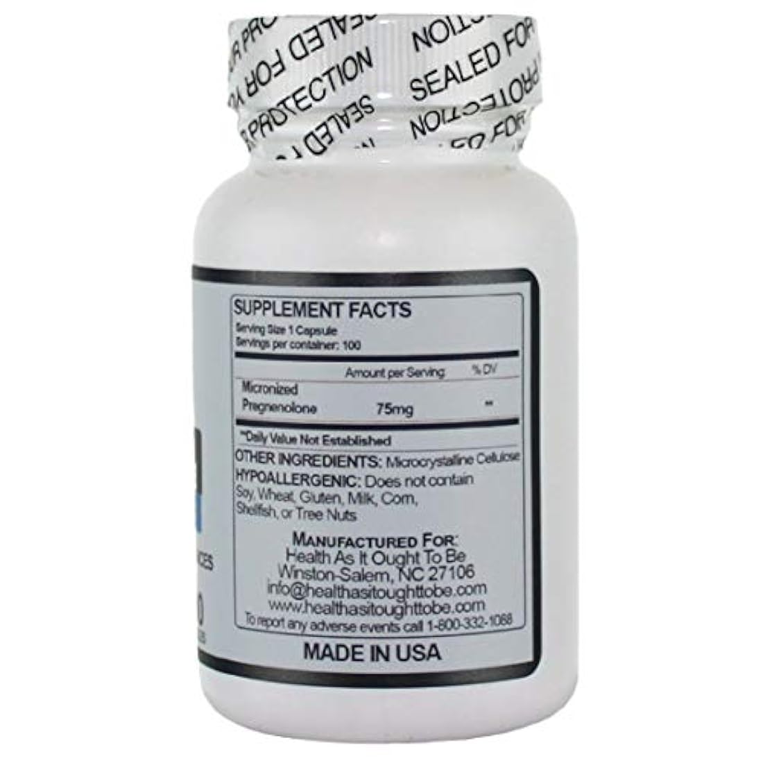 pregnenolone 75 mg (100 Cápsulas) Suplemento vitaminico