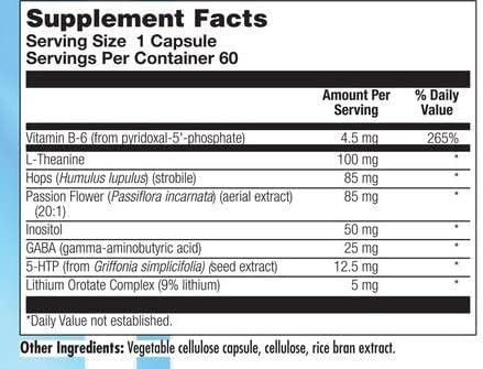 Suplemento Factores de estrés Vitamina B6 Litio y GABA 60UN
