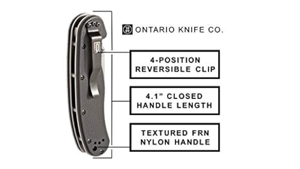 Cuchillo plegable Ontario Knife OKC Rat Ii Sp de mango negro