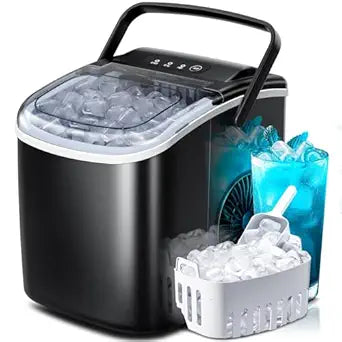 Máquina de Hielo Portátil, Auto-Limpiante, 27lbs/24Hrs, Modelo X