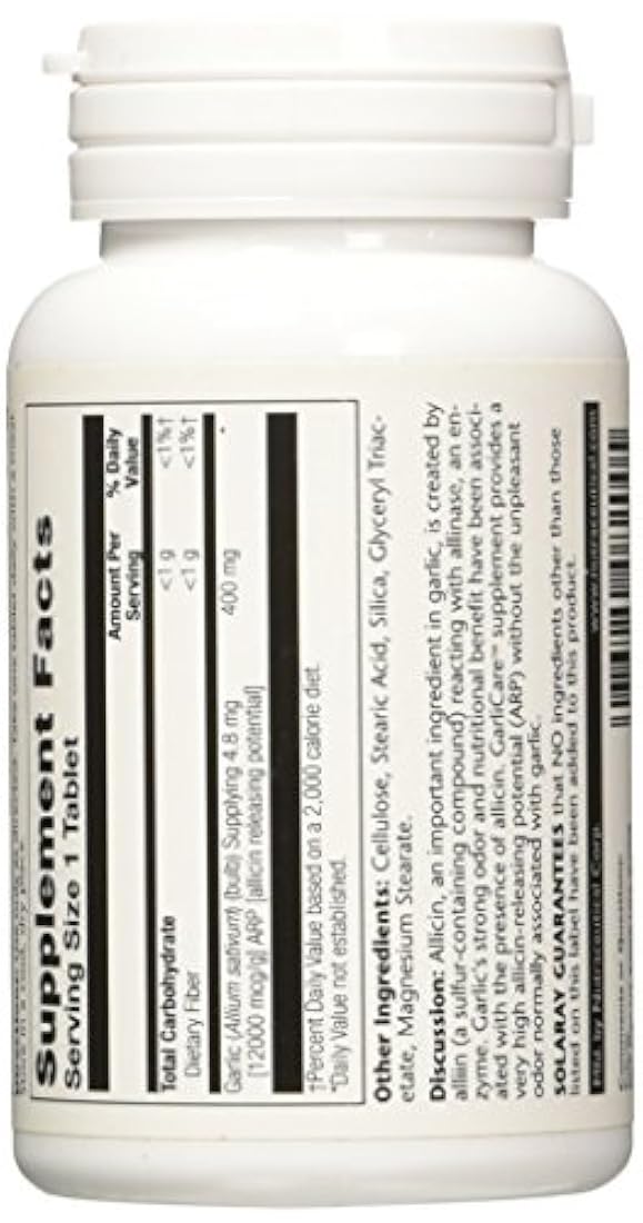 Solaray Garlicare tabletas, 12000 mcg, 60 unidades