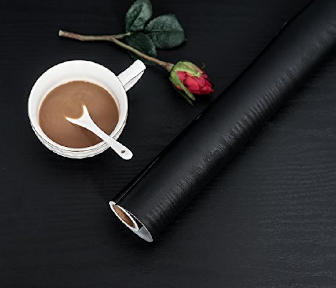 Abyssaly Papel de contacto de madera negra autoadhesivo