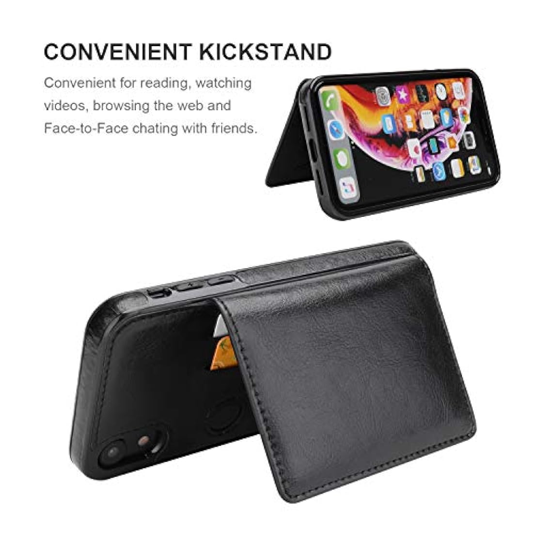 Funda tipo cartera para iPhone XR tarjetero, función atril,