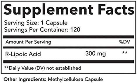 Suplemento Ácido R-lipoico 300 mg por cápsula, 120 unidades