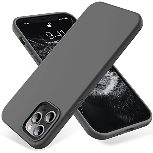 OTOFLY Funda compatible con iPhone 12 Pro Max, serie sedosa y suave al tacto, de goma de silicona líquida suave de alta calidad (gris espacial)