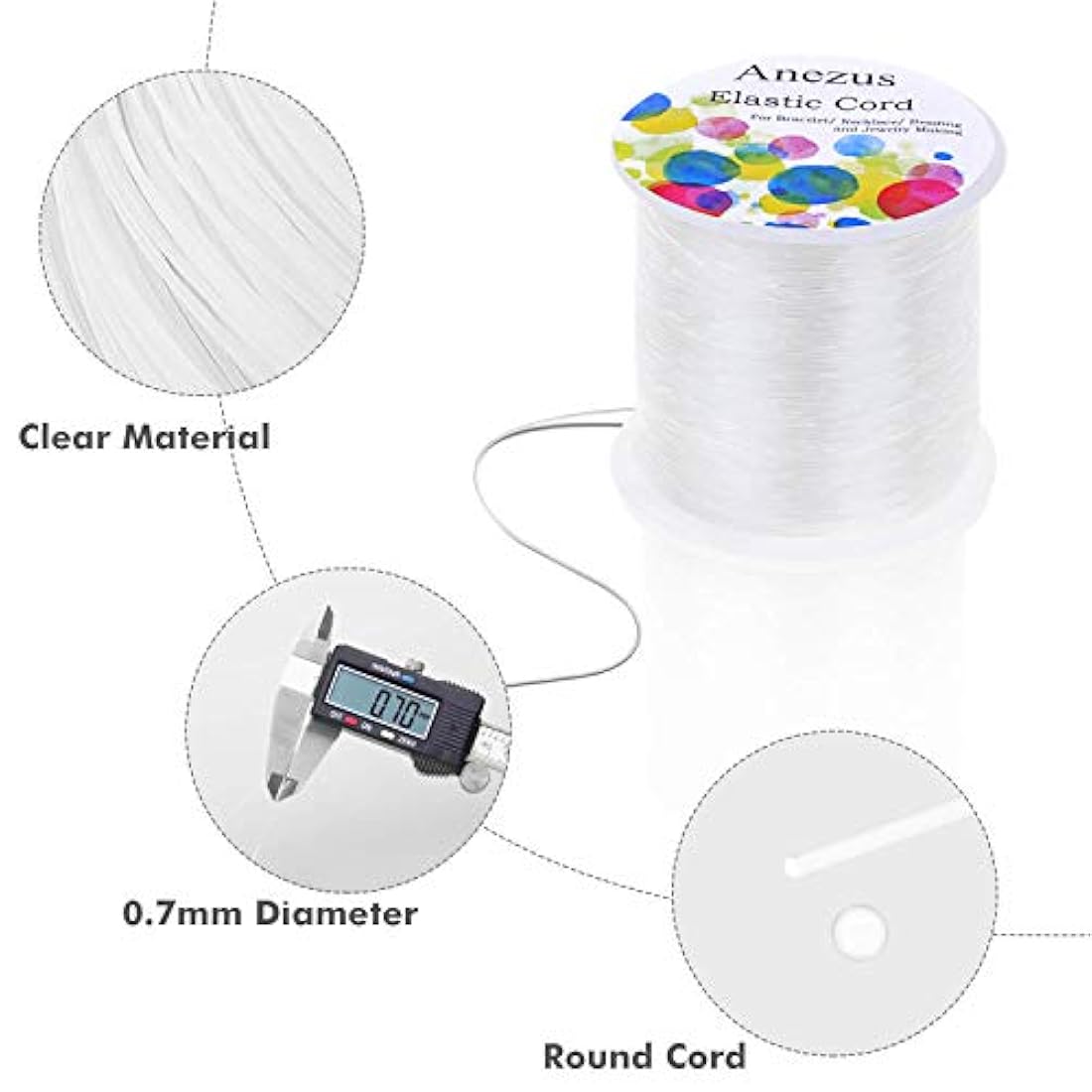 Anezus Cuerda elástica para pulseras Nylon