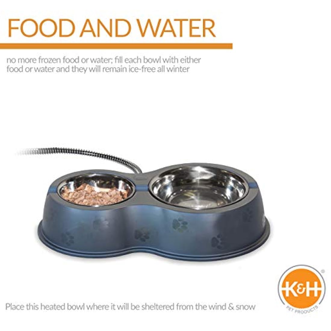 K&H Pet Products Thermo-Kitty Café - Cuenco para gatos calentado al aire libre - No más alimentos congelados o agua