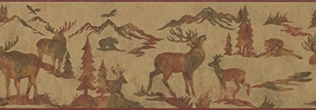 borde de papel motivo de ciervos y alces siluetas diseño Retro