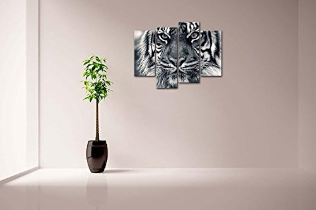 Cuadro de pared con diseño de tigre blanco y negro