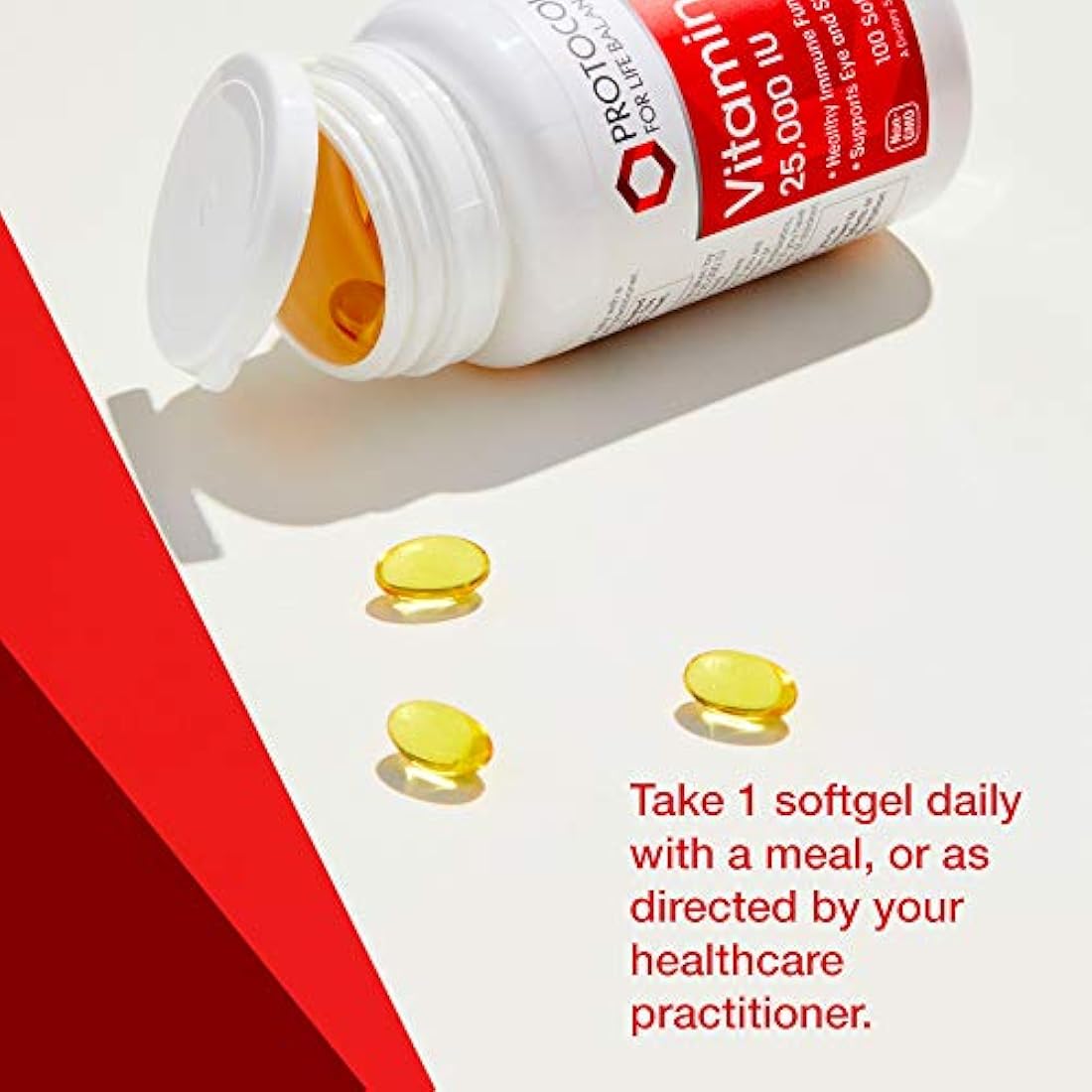 Protocolo para el equilibrio de vida - Vitamina A 25000 UI - Soporta la función inmunitaria saludable, antioxidación y proporciona soporte celular - 100 cápsulas blandas