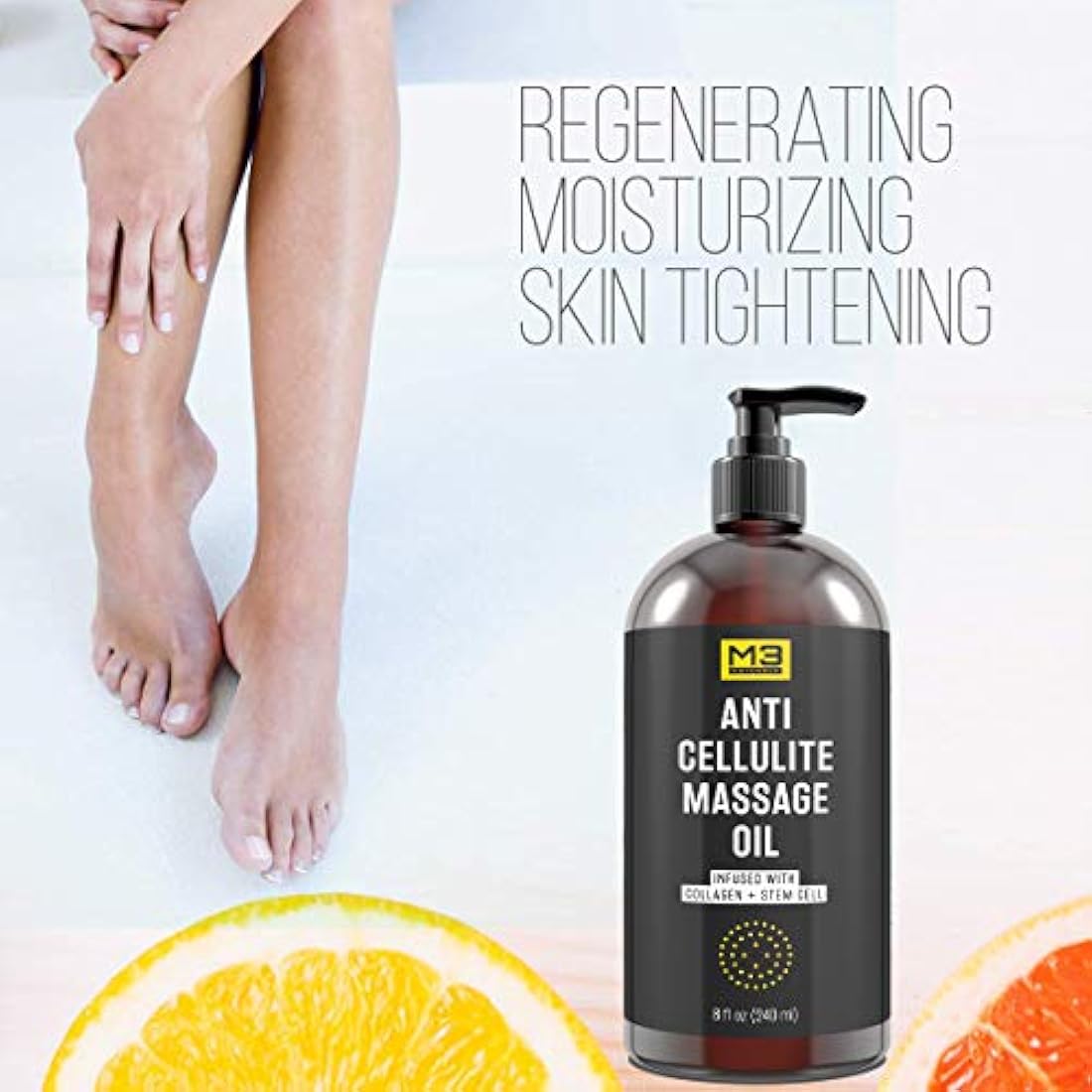 M3 Naturals - Aceite de masaje anticelulitis con colágeno