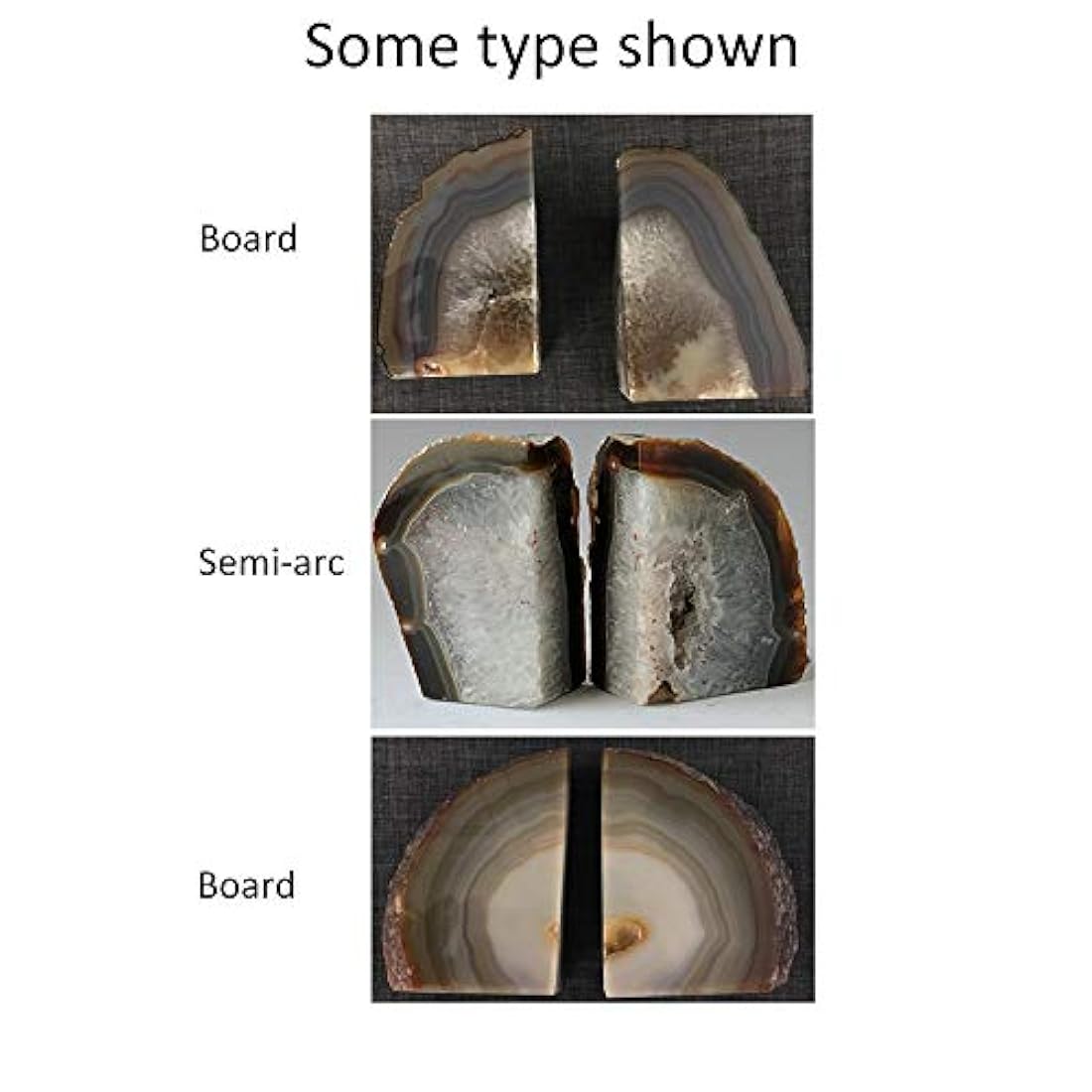 Par de sujetalibros de ágata natural 2-3 lbs (pequeño)