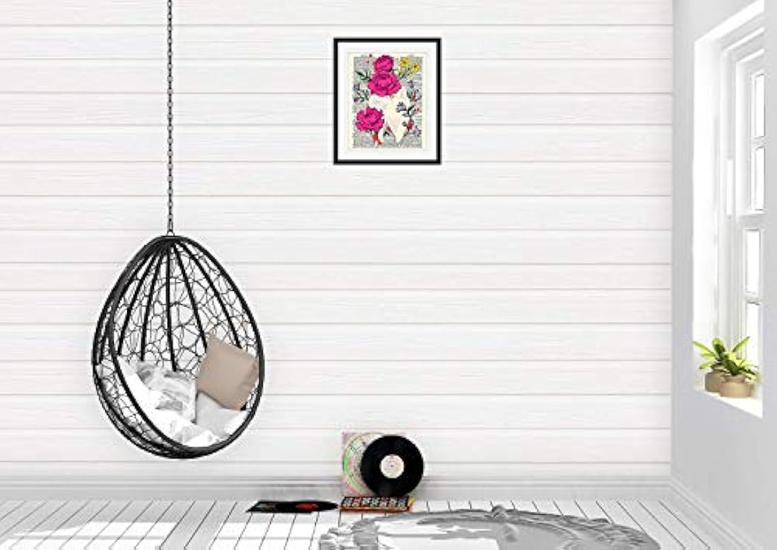 cartel de decoración de diente con flores sin marco