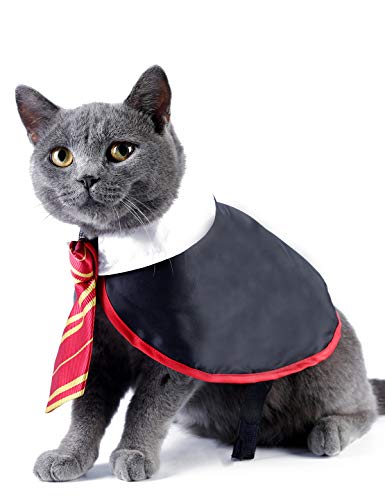Impoosy - Disfraz de Halloween de mago para gatos y perros pequeños, prenda para mascotas, vestimenta linda, camisa para cachorros con lentes (talla S)
