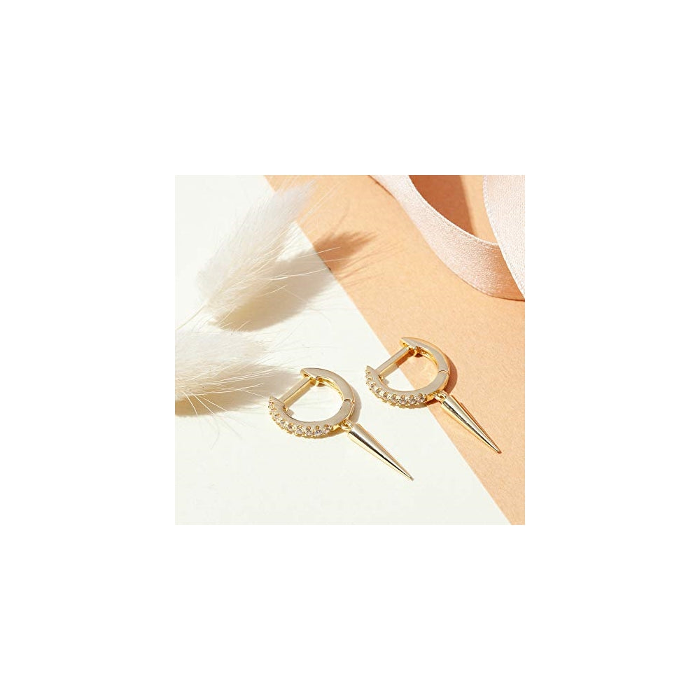 Aretes colgantes chapados en oro de 14 quilates para mujer