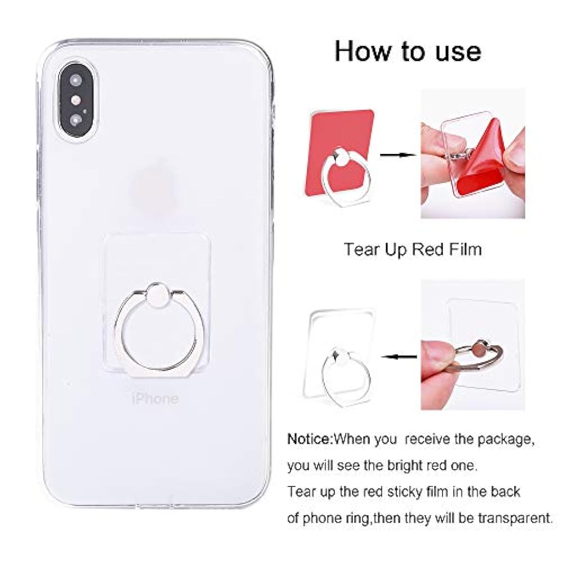 Soporte para anillo de teléfono móvil transparente