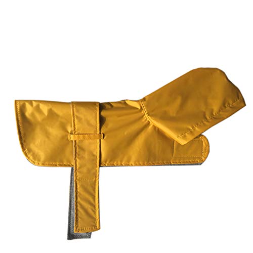 LeerKing Poncho impermeable para perros con forro de algodón, agujero para correa, chaqueta impermeable con capucha, 10 tamaños para perros pequeños, medianos y grandes, amarillo, XXS