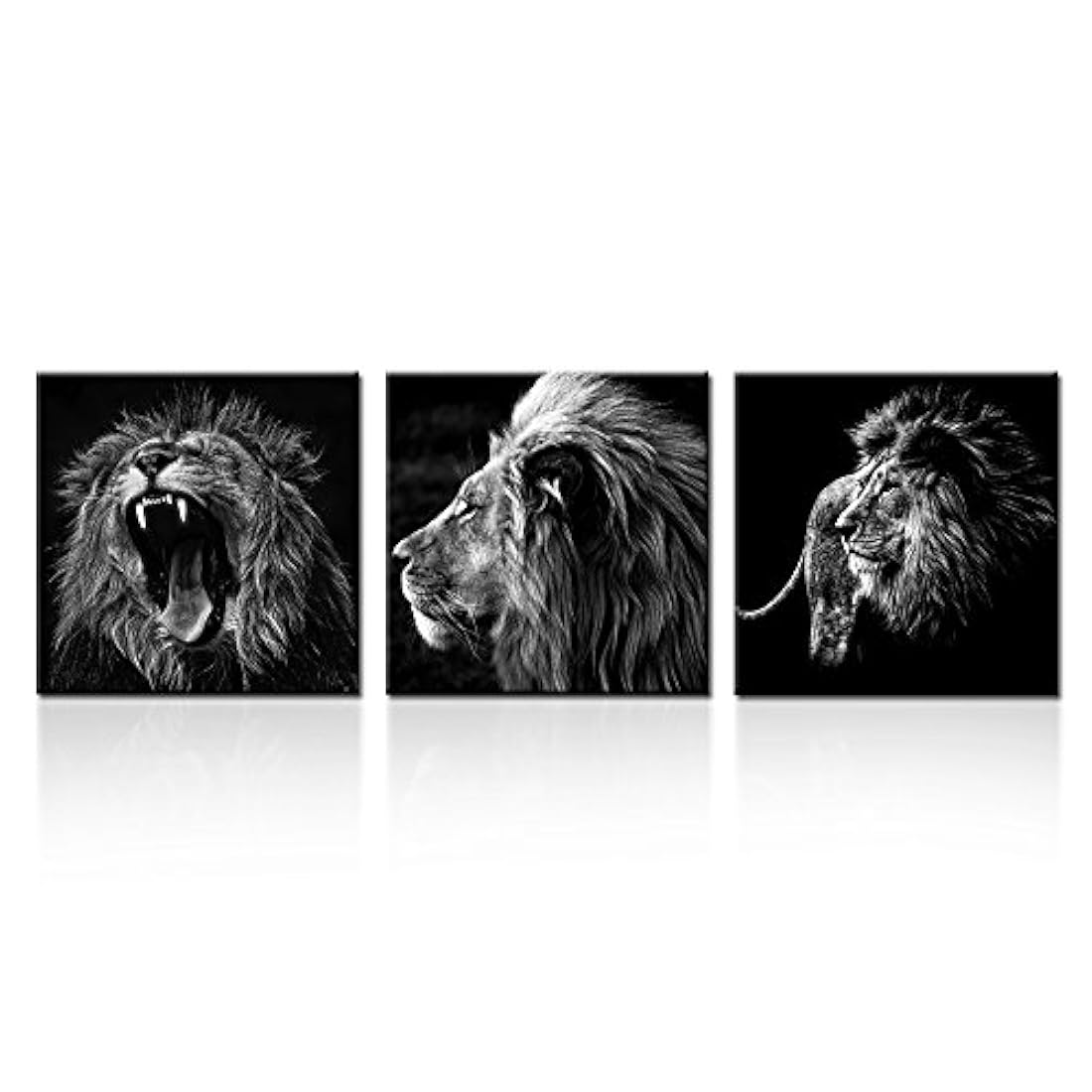 Kreative Arts - Cuadro de 3 paneles, diseño de león,